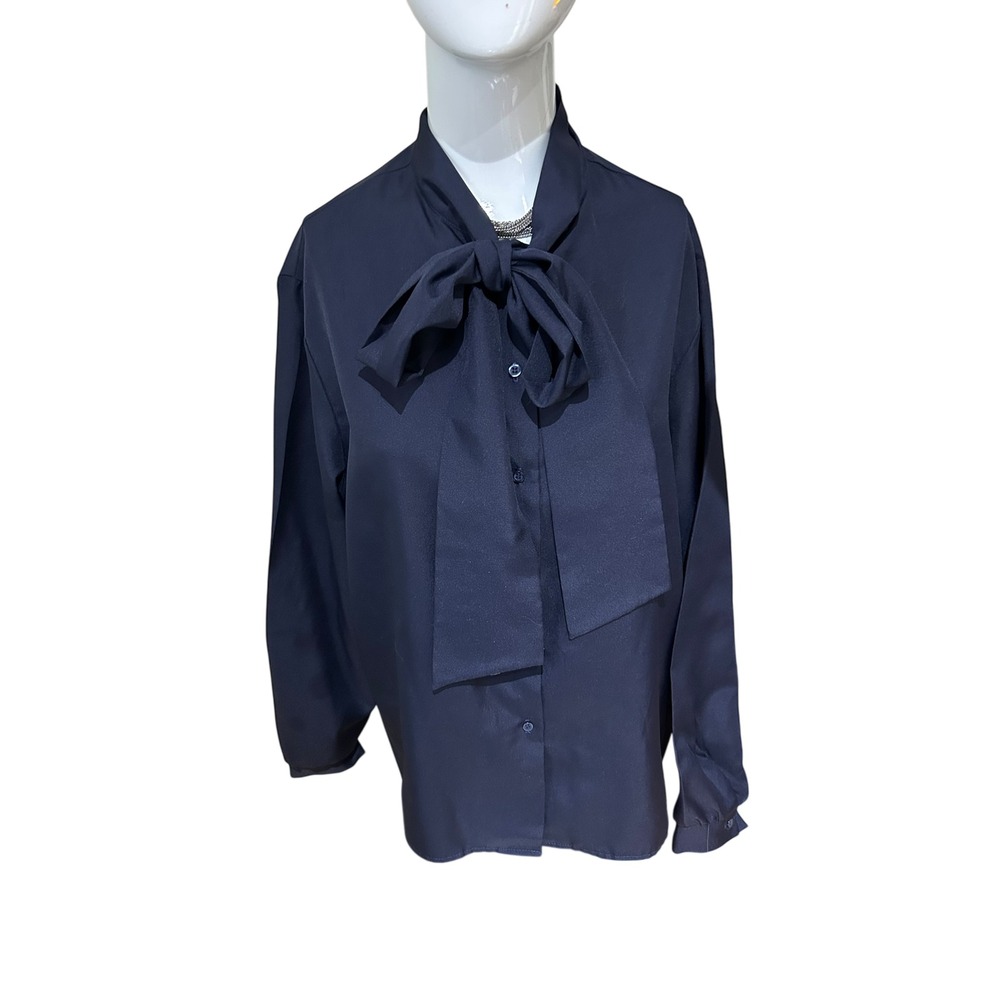 Ship n‎ Shore Womens Blouse Tie Neck Long Sleeve Top Classic Career 18 fits  L